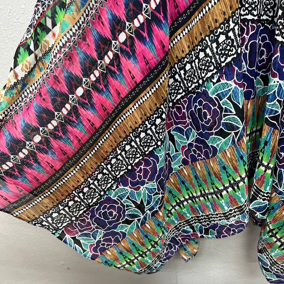 Rabbit Vintage Handkerchief Dress Womens 6 Empire Smocked Waist Artsy Festival - Picture 7 of 15